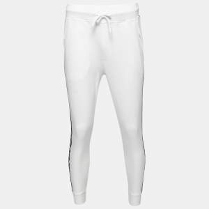 Hugo Boss White Cotton Logo Tape Trimmed Joggers S