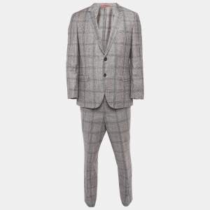 Hugo Boss Grey Glen Check Wool Single Breasted Marzotto Suit XL
