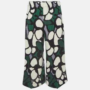 Issey Miyake Homme Plisse Green Printed Stretch Crepe Pleated Trousers M