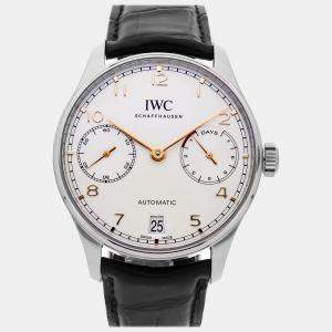 IWC Silver Stainless Steel Portugieser IW5007-04 Automatic Men's Wristwatch 42 mm