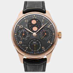 IWC Grey 18k Rose Gold Portugieser IW5034-04 Automatic Men's Wristwatch 44 mm