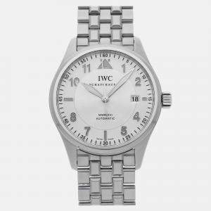 IWC Silver Stainless Steel Pilot's IW3255-05 Automatic Men's Wristwatch 38 mm