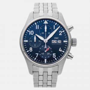 IWC Blue Stainless Steel Pilot's IW3881-02 Automatic Men's Wristwatch 41 mm