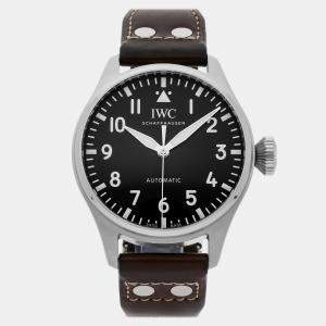 IWC Black Stainless Steel Big Pilot's IW3293-01 Automatic Men's Wristwatch 43 mm