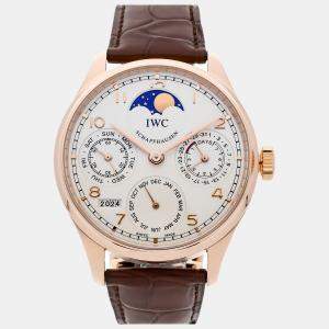 IWC Silver 18k Rose Gold Portugieser Automatic Men's Wristwatch 44 mm