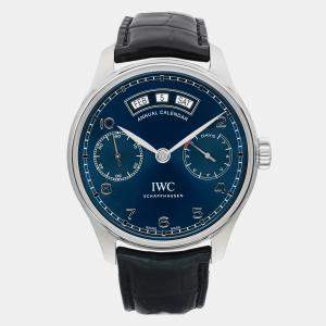 IWC Blue Stainless Steel Portuguese IW503502 Automatic Men's Wristwatch 44 mm