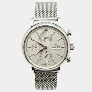 Pre Owned IWC Portofino Chronograph IW391009 Automatic White Stainless Steel Men's Wristwatch 42 mm