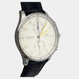 Pre Owned IWC Portugieser IW371445 Automatic White Dial Stainless Steel Men's Wristwatch 41 mm
