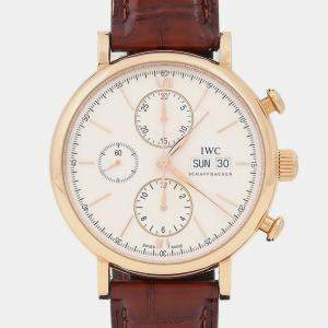 مملوكة مسبقًا IWC Portofino IW391020 Automatic Chronograph 18k Rose Gold Men's Wristwatch 42mm