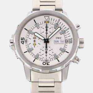 IWC White Stainless Steel Aquatimer IW376802 Men's Wristwatch 44mm 