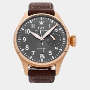 IWC Grey 18k Rose Gold Big Pilot's IW5009-17 Automatic Men's Wristwatch 46 mm