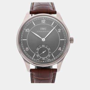 IWC Grey 18k White Gold Portuguese IW5445-04 Manual Winding Men's Wristwatch 44 mm