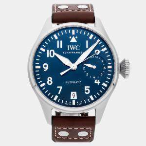 IWC Blue Stainless Steel Big Pilot's IW5010-02 Automatic Men's Wristwatch 46 mm