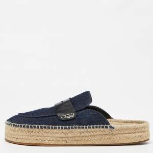 J.W.Anderson Navy Blue Denim Espadrille Flat Mules Size 42