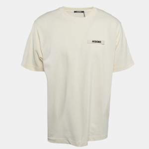 Jacquemus Beige Cotton Crew Neck Gros Grain T-Shirt XL