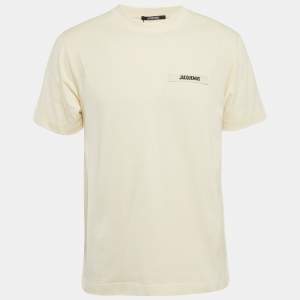 Jacquemus Beige Cotton Crew Neck Gros Grain T-Shirt M