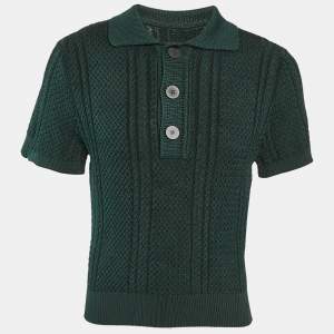 Jacquemus Green Cable Knit The Belo Polo T-shirt XS
