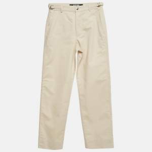 Pre Owned Jacquemus Beige Cotton Straight Leg Trousers XS