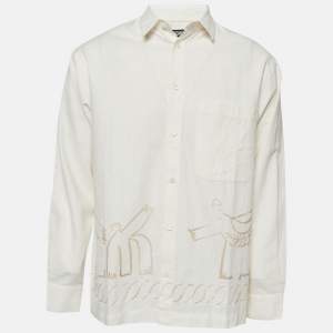 Jacquemus Cream Round Dance Print Linen Blend  'La Chemise Baou' Shirt S