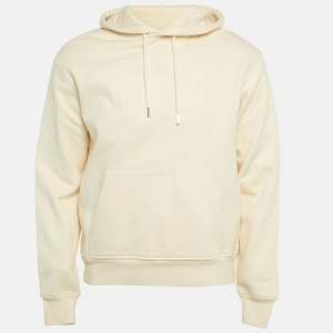 Pre Owned Jacquemus Cream Logo Embroidery Cotton Hooded Sweatshirt S