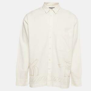 Pre Owned Jacquemus White Printed Cotton Blend Long Sleeve Shirt L
