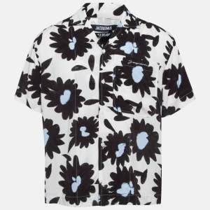 Jacquemus White/Black Melo Floral Print Crepe Short Sleeve Shirt S