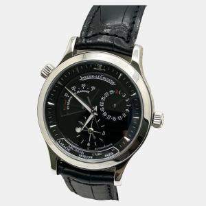 Pre Owned Jaeger-LeCoultre Master Geographic 142.8.92.S Automatic Black Dial Stainless Steel Men's Wristwatch 38 mm