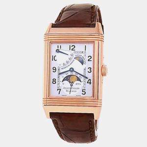 Pre Owned Jaeger-LeCoultre Reverso Sun Moon Q2752420 Manual Winding Silver Dial 18k Rose Gold Men's Wristwatch 45mm