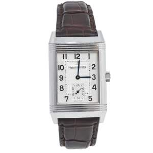 Jaeger-LeCoultre Silver Stainless Steel Alligator Reverso GT 270.8.62 Men's Wristwatch 26 mm