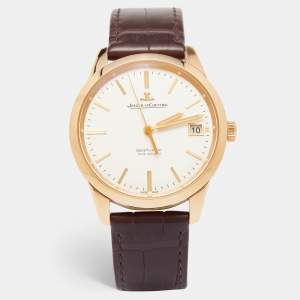 Jaeger-LeCoultre Silver 18K Rose Gold Alligator Leather Geophysic 501.2.TO.S Men's Wristwatch 39.60 mm
