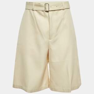 مملوكة مسبقًا Jil Sander Cream Wool Belted Shorts M/Waist 34"