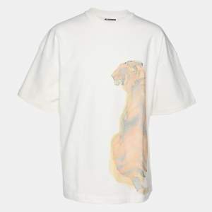 Jil Sander White Cotton Tiger Print T-Shirt XS