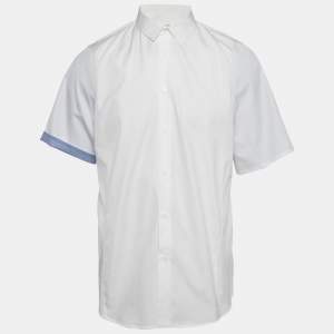 Jil Sander White Cotton Buttoned Half Sleeve Shirt XL