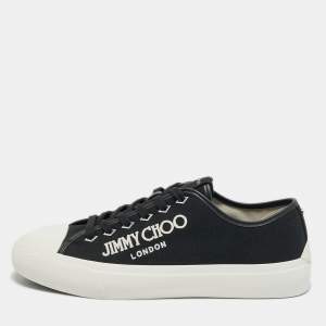 Pre Owned Jimmy Choo Black Canvas Palma m Lace Up Sneakers Size 45