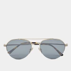 Pre Owned Jimmy Choo Silver Tone/Grey Mirrored ILYA/S 3YGT4 Aviator Sunglasses