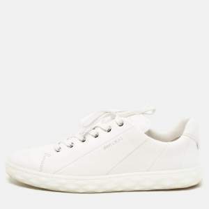 Jimmy Choo White Leather Diamond Sneakers Size 42