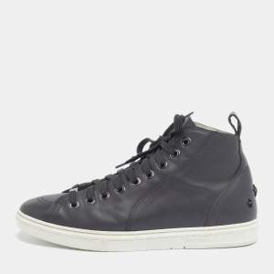 Pre Owned Jimmy Choo Grey Leather High Top Sneakers Size 40