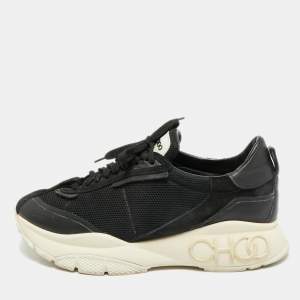 Pre Owned Jimmy Choo Raine Size 42 Black Leather and Mesh Lace Up Sneakers