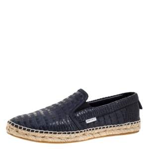 Jimmy Choo Blue Croc Embossed Leather Vlad Slip On Sneakers Size 42