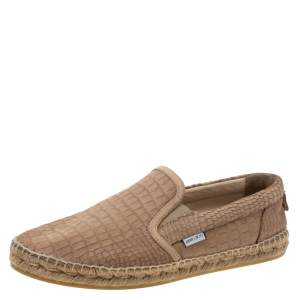 Jimmy Choo Beige Croc Embossed Leather Espadrille Flats Size 42