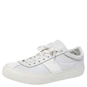 Jimmy Choo White Leather Low Top Sneakers Size 44.5