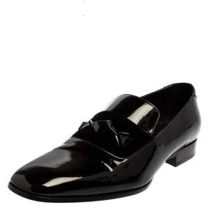 Jimmy Choo Black Patent Leather Slip On Loafers Size 43