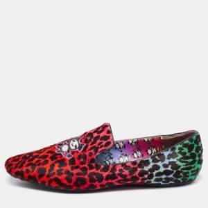 Jimmy Choo Multicolor Calf Hair Slip On Smoking Slippers Size 42