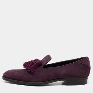Jimmy Choo Plum Suede Foxley Tassel Loafers Size 42.5