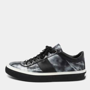 Jimmy Choo Black/Grey Leather Lace Up Sneakers Size 45