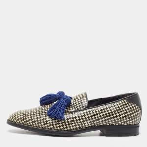 Jimmy Choo Two Tone Printed Coated Canvas Foxley Smoking Slippers Size 39