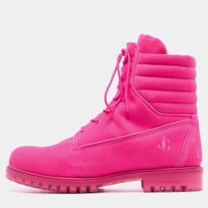 Jimmy Choo  X Timberland®  Pink  Velvet Lace Up Boots Size 45