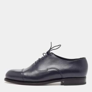 J.M.Weston Navy Blue Leather Lace Up Oxfords Size 41