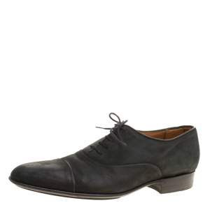 J.M.Weston Black Suede Lace Up Oxfords Size 43
