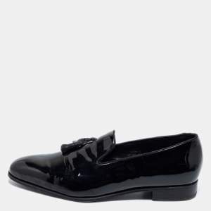 J.M.Weston Black Patent Leather Tassel Slip On Loafers Size 42